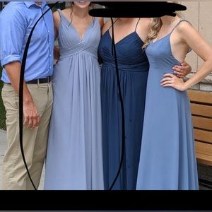 Dusty Blue Azazie Floor Length Bridesmaid Dress